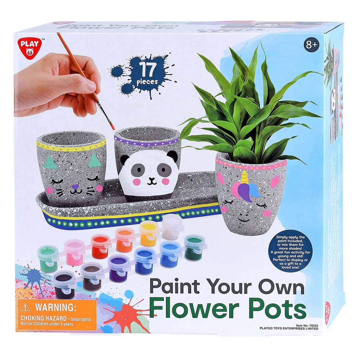 Spill Paint Your Own Cement Flower Pots, 17dlg.