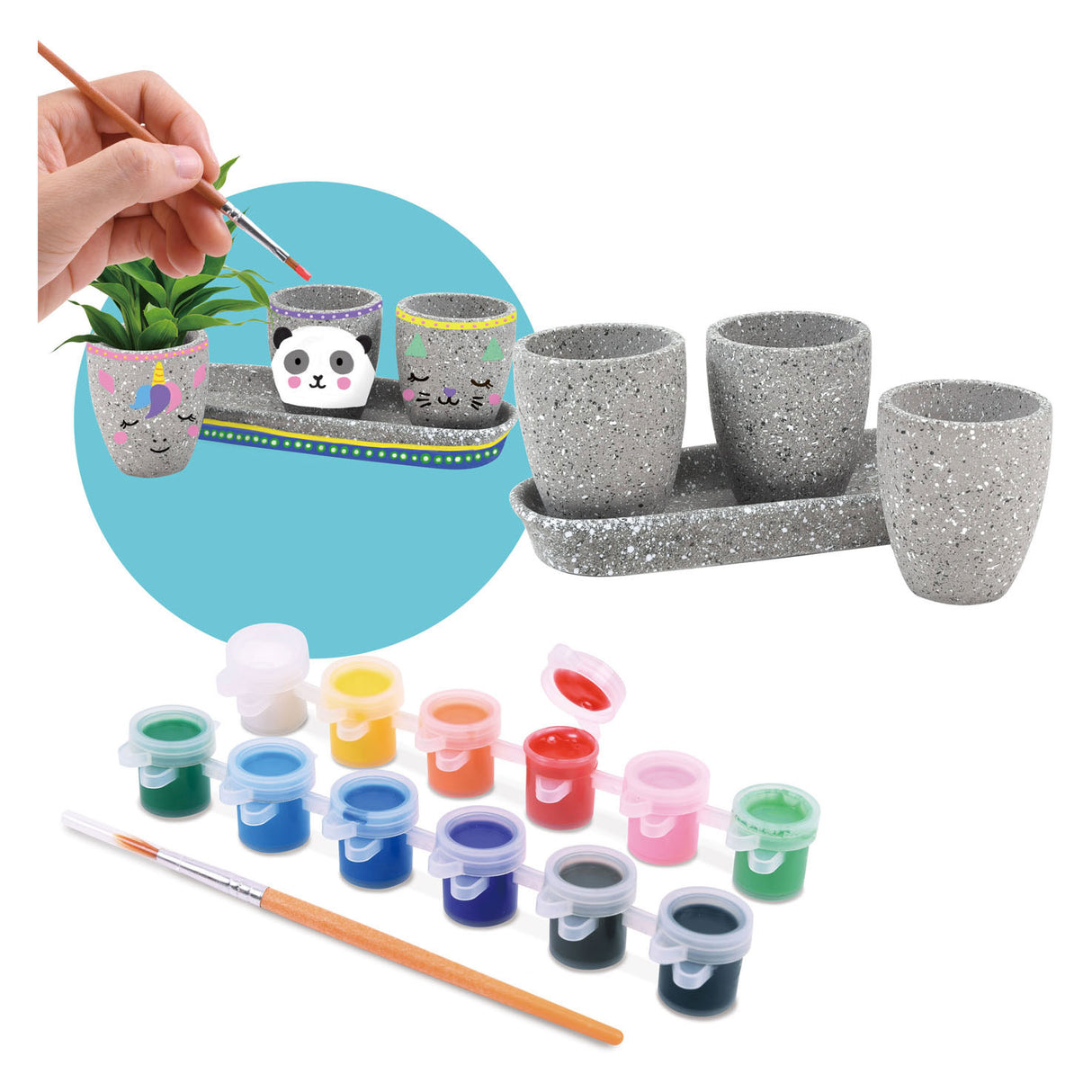 Spill Paint Your Own Cement Flower Pots, 17dlg.