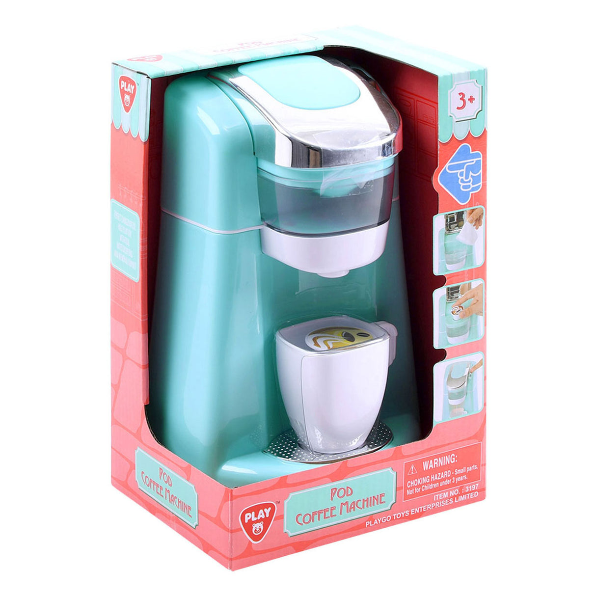 Play coffee machine blue with cups, 4dlg.