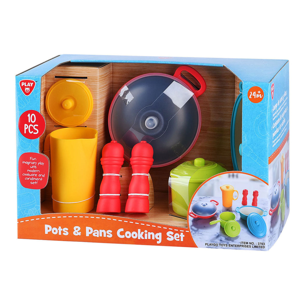 Play go kunststof pannen en potten keukenspeelset - 10dlg.