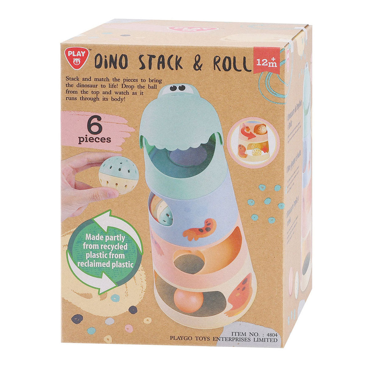 Spillt Dino Stacking Tower mat Bäll, 6DLG.