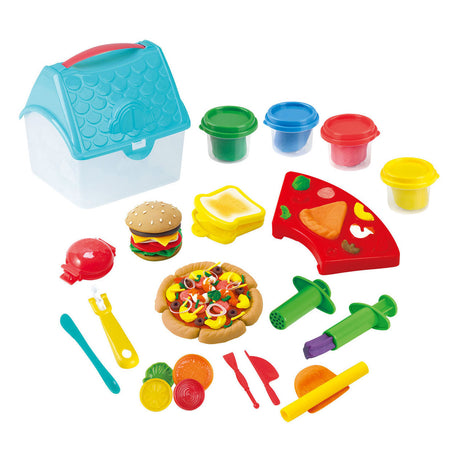 Play go hamburger en sandwich kleiset in opbergdoos - 4 kleipotjes