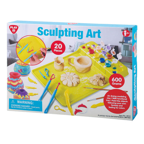 Playgo beeldhouwen kleiset met verf en accessoires - 20dlg.