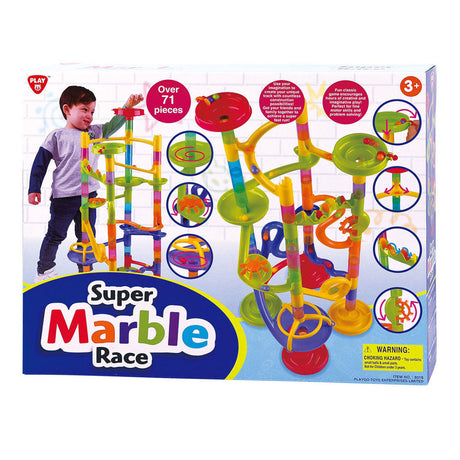 Play knikkerbaan super race - kleurrijke bouwset 71-delig speelgoed.