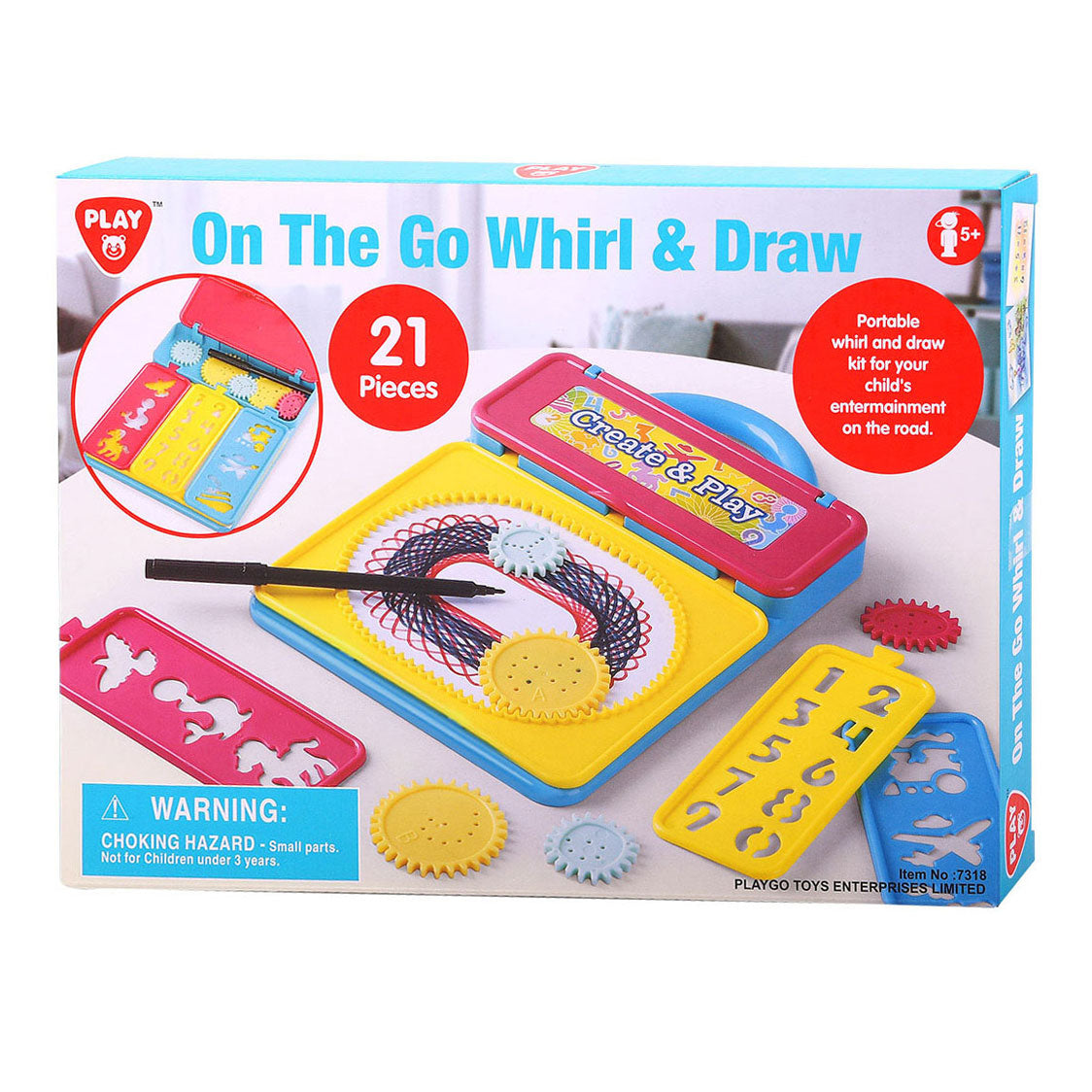 Spielen Sie tragbares Spirograph- und Vorlagen -Zeichnungsbrett, 21DLG.