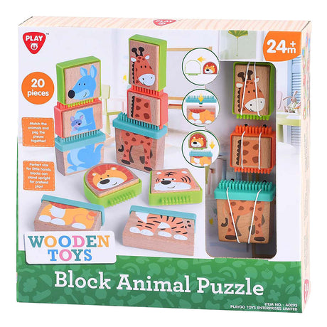 Playgo play houten blokpuzzel dieren - educatief speelgoed 20-delig.