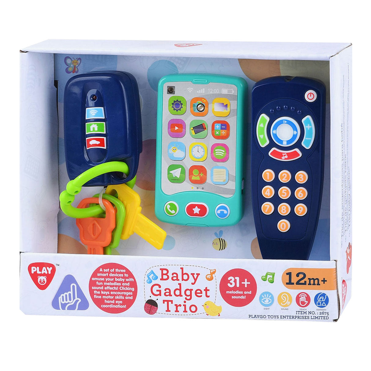 Play baby toys key, remote control and telephone, 3dlg.