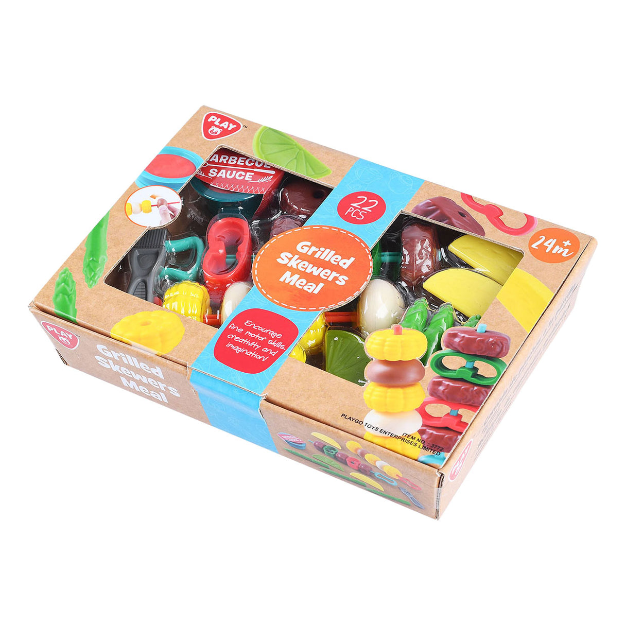 Hrajte hračkové jídlo grilované špízy Play Set, 22DLG.