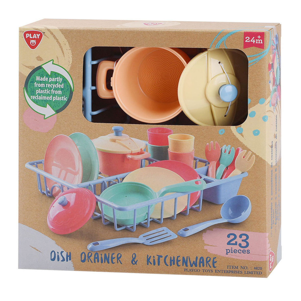 Play wasrek met keukenaccessoires, 23dlg