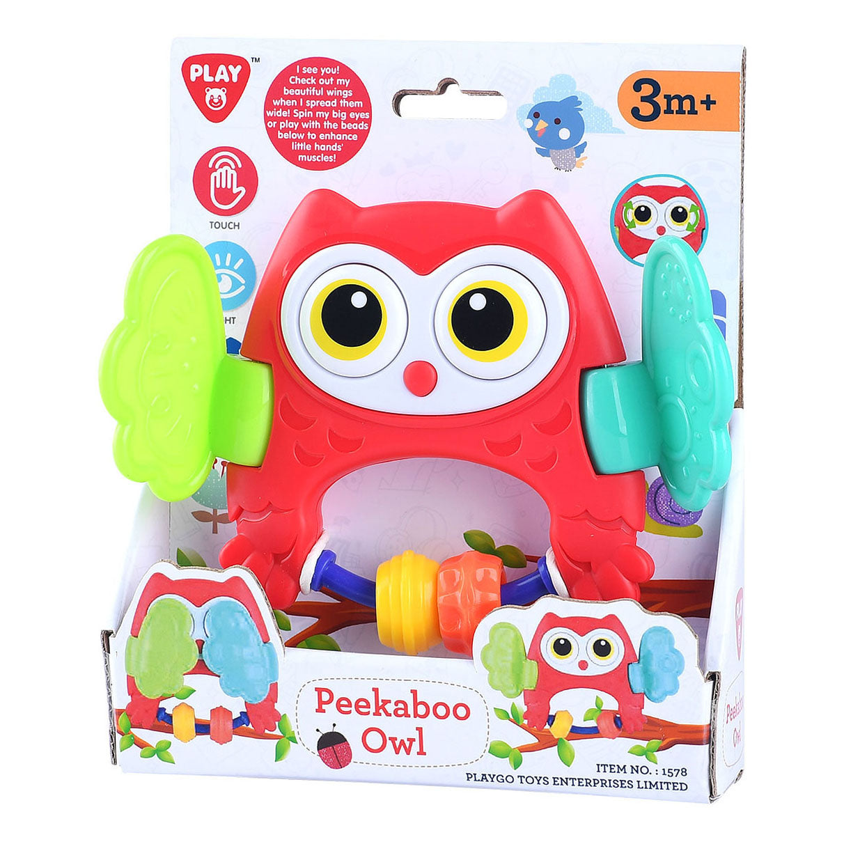 Juega Peekaboo Owl Rattle Red