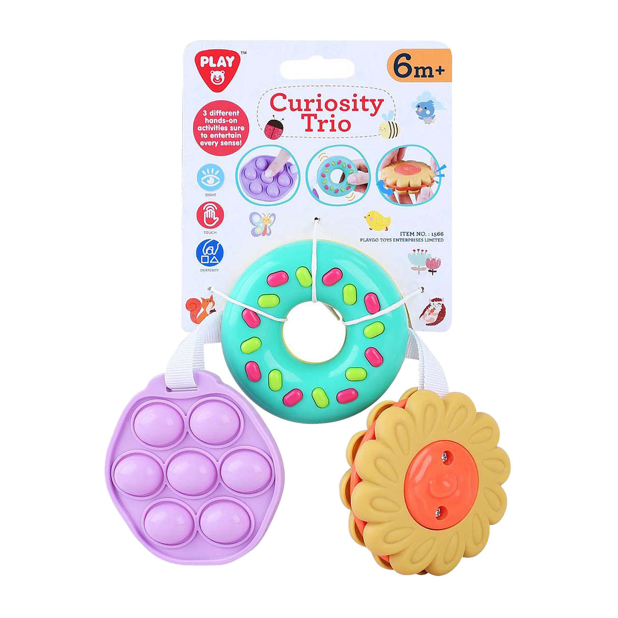 Playgo sensorisch speelgoed bloem en donut en pop-it - 3dlg.