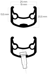 Ryde Rim Andra 30 28 622 x 19c Aluminium 36 trou 14g noir aiguisé