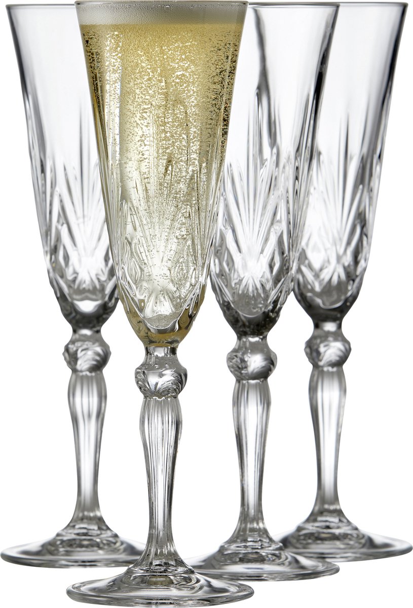 Lyngby glas melodia kristal champagneglazen - 160 cl - set van 4 - champagneflutes, glazen voor prosecco en cava, vaatwasserbestendig