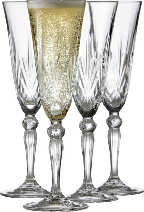 Lyngby glas melodia kristal champagneglazen - 160 cl - set van 4 - champagneflutes, glazen voor prosecco en cava, vaatwasserbestendig