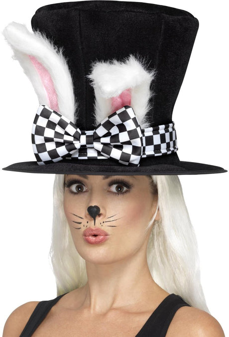 Smiffys - tea party march hare kostuum hoed - zwart wit
