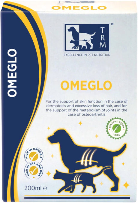 Trm koudgeperste olie omeglo 500 ml - omega 3-vetzuren huidfunctie - aanvullend diervoeder honden katten