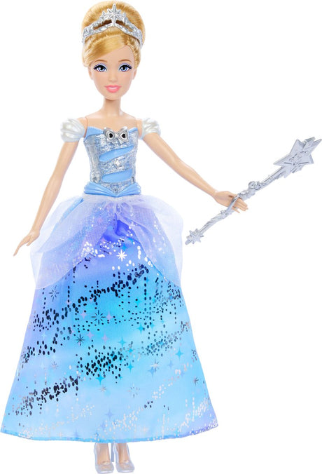 Mattel disney prinses assepoester – betoverende baljurk modepop met lichtshow en geluid