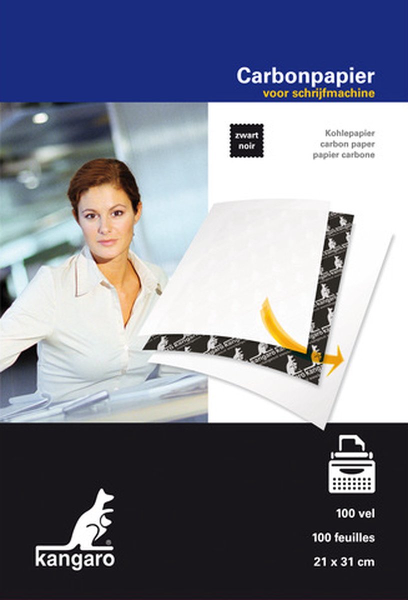 Kangaro carbonpapier - a4+ - 100 vel - zwart - k-7800492