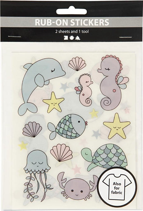 Creativ company creotime rub-on stickers zeedieren 12 x 15,5 cm