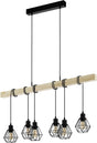Eglo townshend 5 hanglamp - e27 - 100 cm - zwart bruin - fsc hout