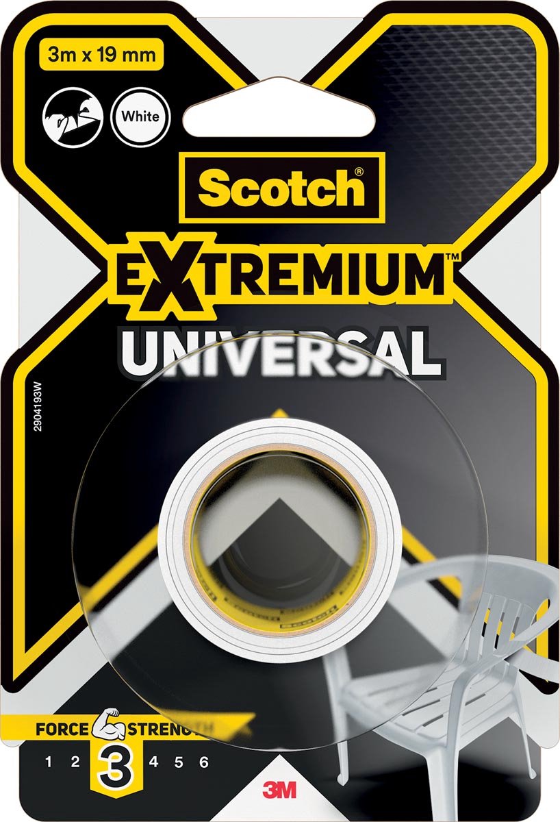 Scotch ducttape extremium universal, ft 19 mm x 3 m, wit