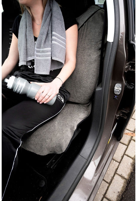 Dunlop badstof autostoelhoes 130 x 70 cm - universele pasvorm - machinewasbaar - grijs