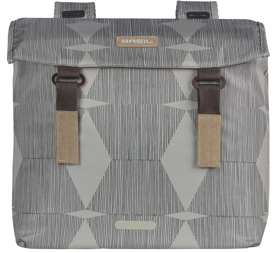 Basil Eleganz duebel Vëlo Bag, Chaatau Taupe, recycléiert Hausdéier, Universal Bréck, 40-4-49