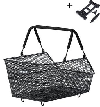 Basil Bicycle Basket Cento med Mik Fixing 14 liter 39 x 24 x 13 cm - svart