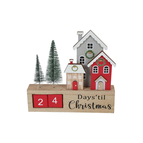 Countryfield ornament kalender tasha rood hout 18x3xh17cm