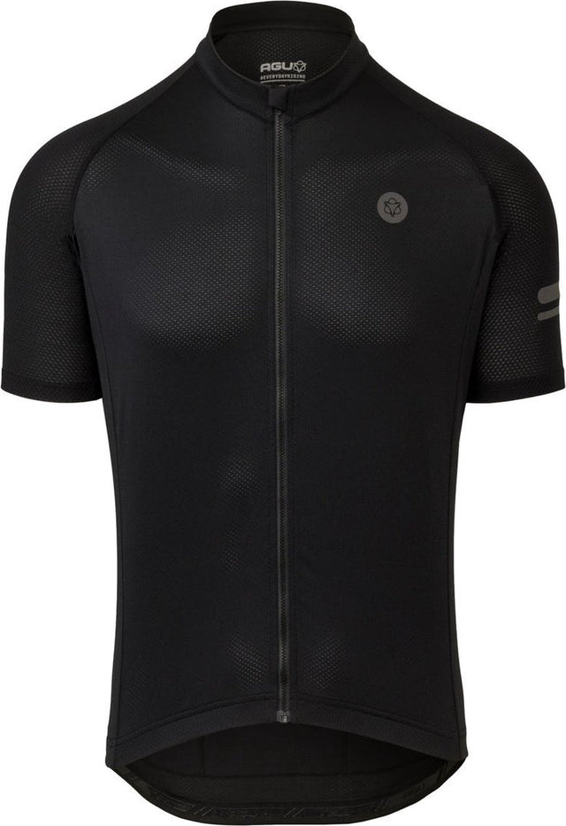Agu core fietsshirt heren korte mouwen - zwart - drie achterzakken - ykk-rits over de hele lengte - sneldrogend interlock