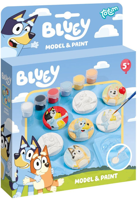 Totum bluey gipsfiguren gieten en schilderen - verf in 6 kleuren - 6 gipsfiguren - speelgoed kinderen - knutselen - voor meisjes en jongens - vanaf 5 jaar -