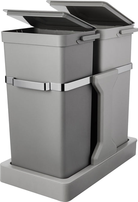 Eko - deco inbouwafvalemmer 15+20 liter - plastic stainless steel - grijs - prullenbak