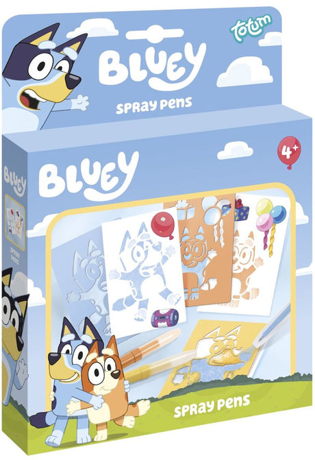 Totum bluey blaaspennen - 3 stuks - met 3 sjablonen - speelgoed kinderen - knutselen - voor meisjes en jongens - vanaf 4 jaar -