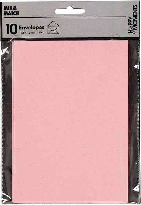 Happy moments enveloppen 11,5 x 16 cm 10 stuks 110 gr roze