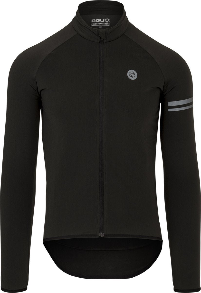 Agu essential - thermo fietsshirt - wielrenshirt lange mouwen - heren - winter - ademend - geborstelde binnenkant - 3 achterzakken - zwart - s