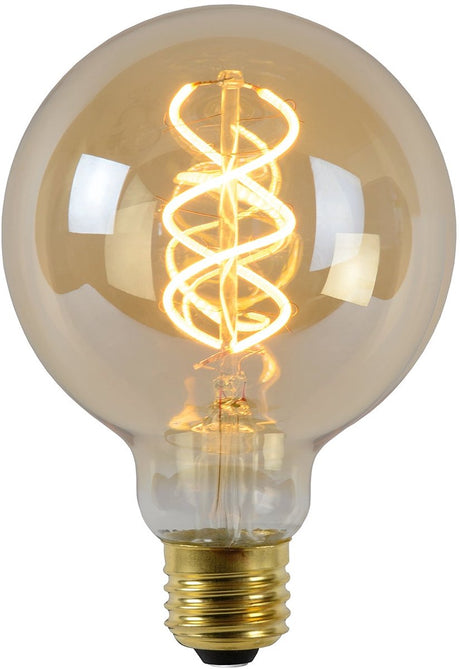 Lucide g95 - filament lamp - ø 9,5 cm - led dimbaar - e27 - 1x4,9w 2200k - amber