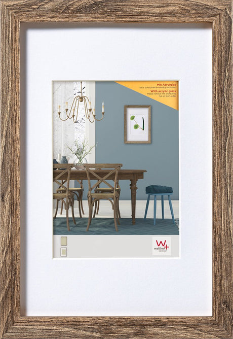 Walther fiorito - mdf houten lijst - fotoformaat 40x50 cm - kunstglas - okkernoot