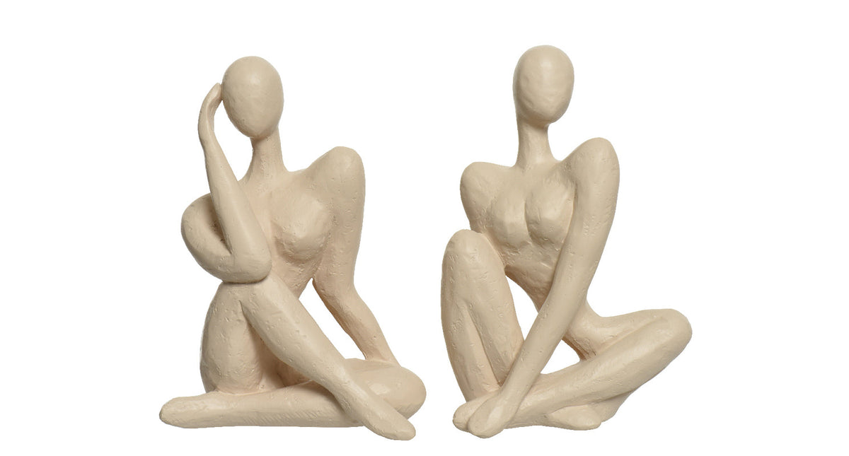 Standbeeld polyresin 2 assortie off-white 13x10,5x20cm
