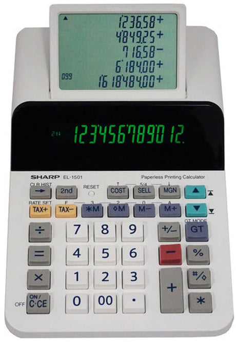 Sharp rekenmachine - wit - 12 digit - 4x aa batterij