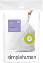 Simplehuman code g afvalzakken - 30 liter - 20 stuks - met trekband - wit