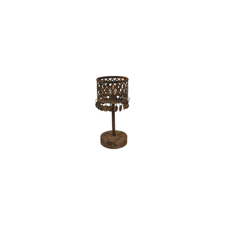 Countryfield tafellamp amira roest metaal 11x11x23,5cm led warmwit met timer 2xaa