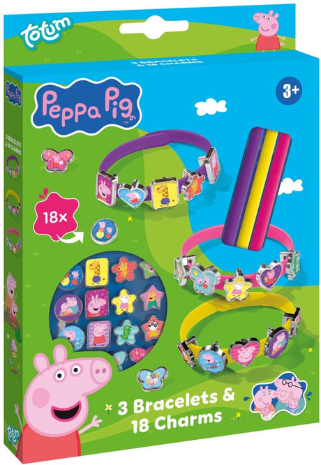 Bambolino peppa pig schuifarmbandjes maken - 3 stuks - speelgoed kinderen - met 18 bedels - kleuter speelgoed - knutselen - voor meisjes en jongens - vanaf 3 jaar - toys