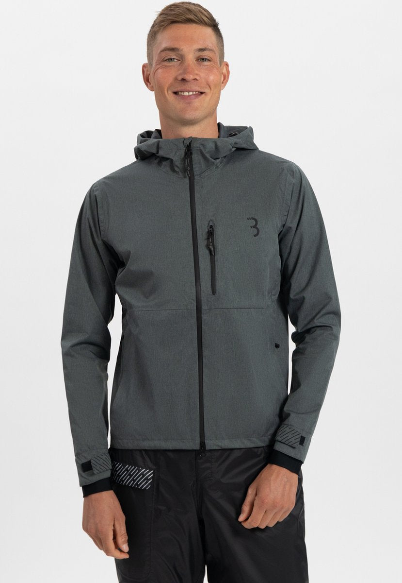 Bbb cycling rainshield explorer regenjas - dames en heren regenpak - waterafstotend - grijs -maat s - bbw-450