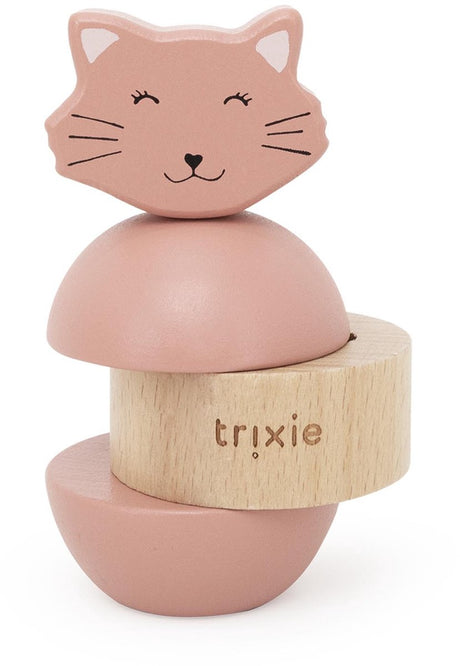 Trixie houten stapelspeelgoed met rammelgeluid mrs. cat – stapeltoren activiteitenspeelgoed vanaf 10 maanden