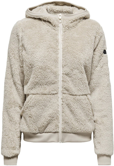 Only play fluffy hood fz ls jack dames 15189732-stone - kleur grijs - maat xs