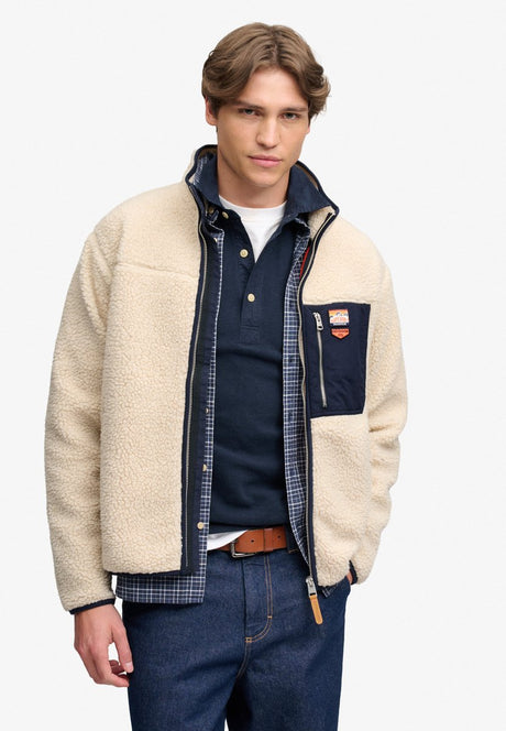 Superdry - vintage retro full zip fleece relaxed pasvorm - heren - hoodies