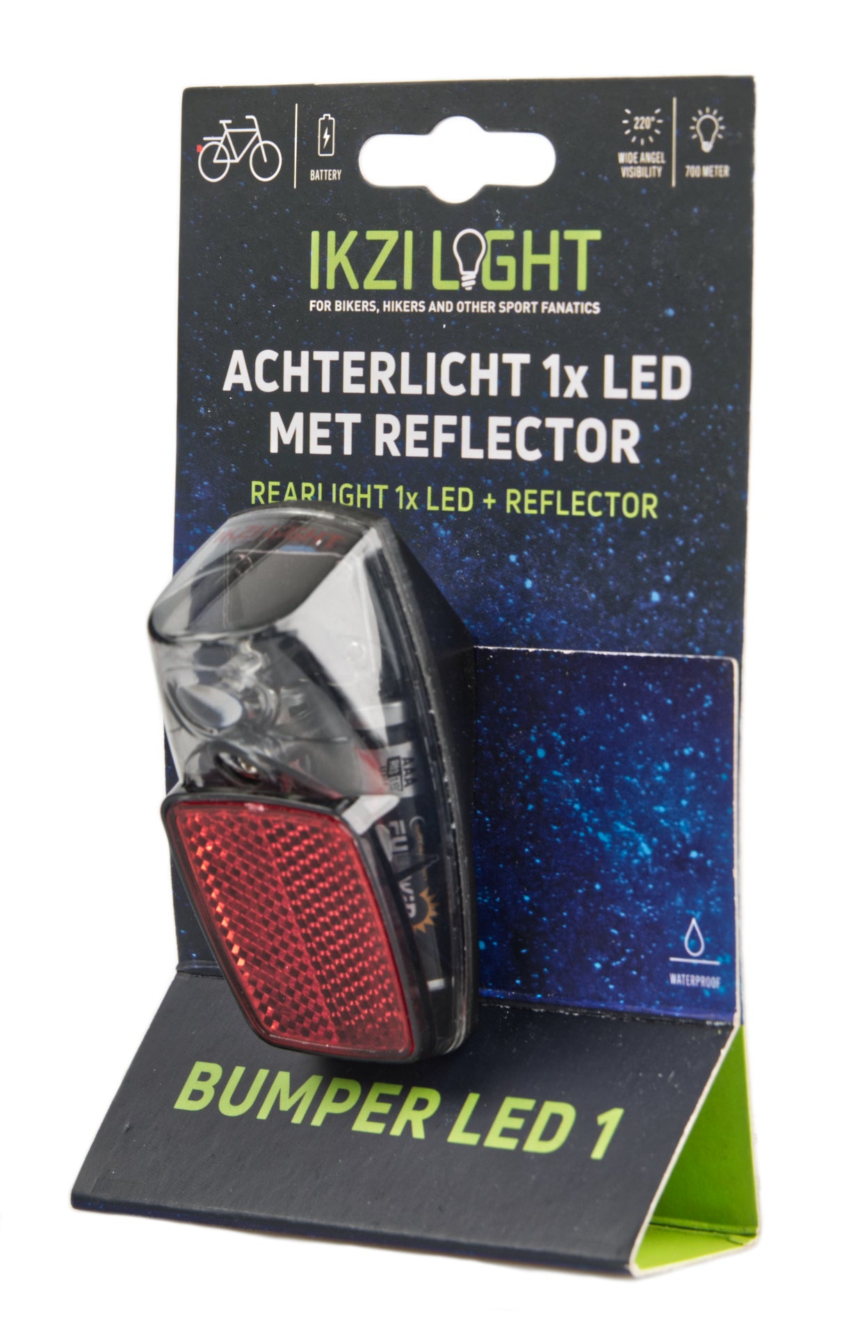 Ikzilight reflector de luz trasera 1xled rojo en el mapa