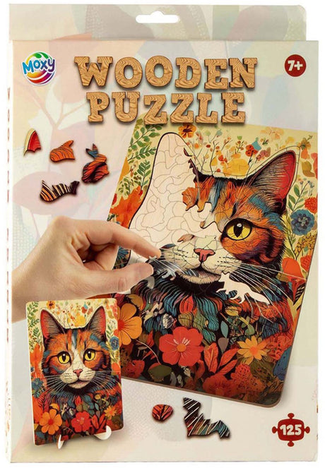 Creative craft group houten puzzel kat - unieke vormen - 130st.