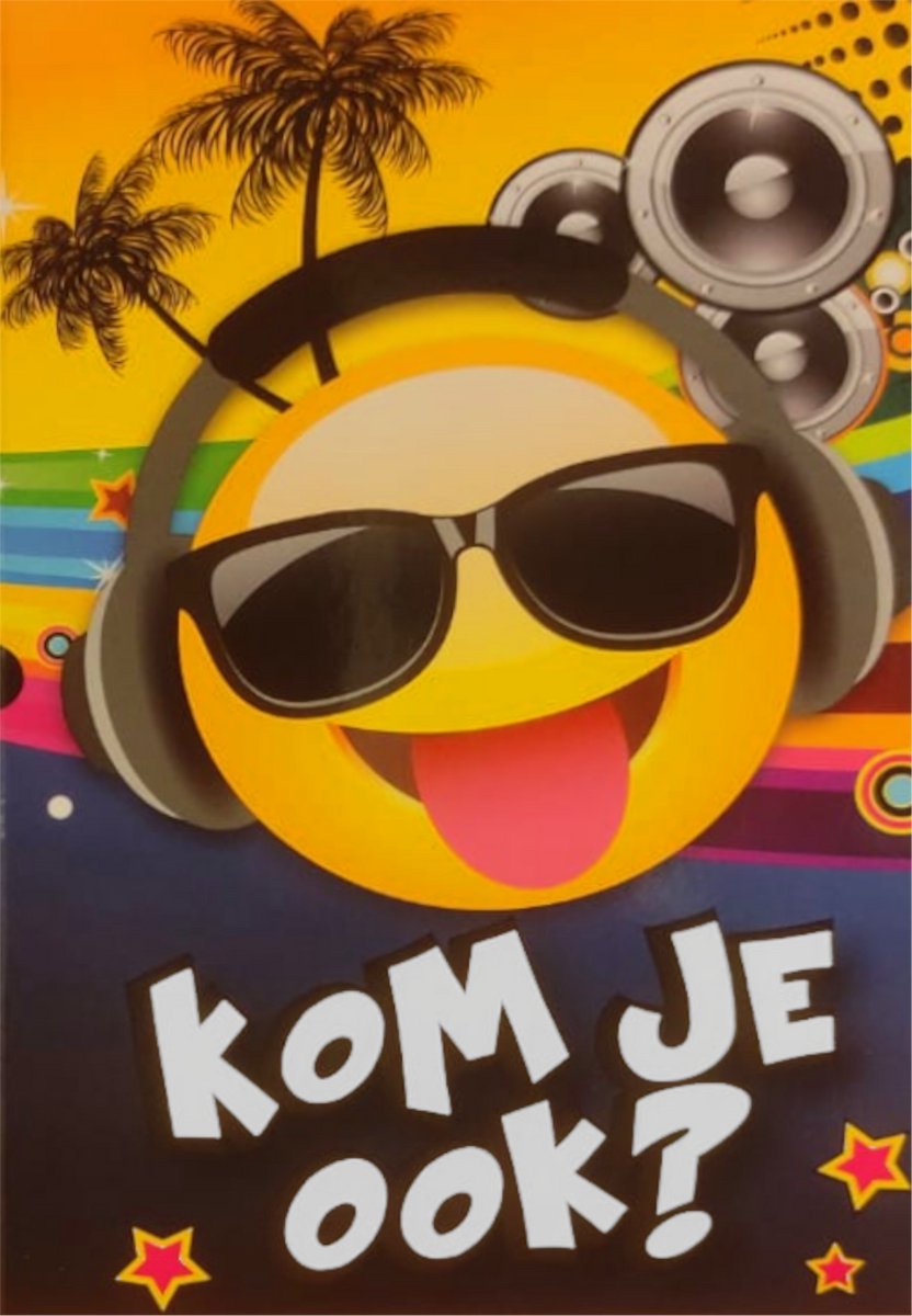 Interstat uitnodigingskaarten - emoticon - tropical dj - 6st.