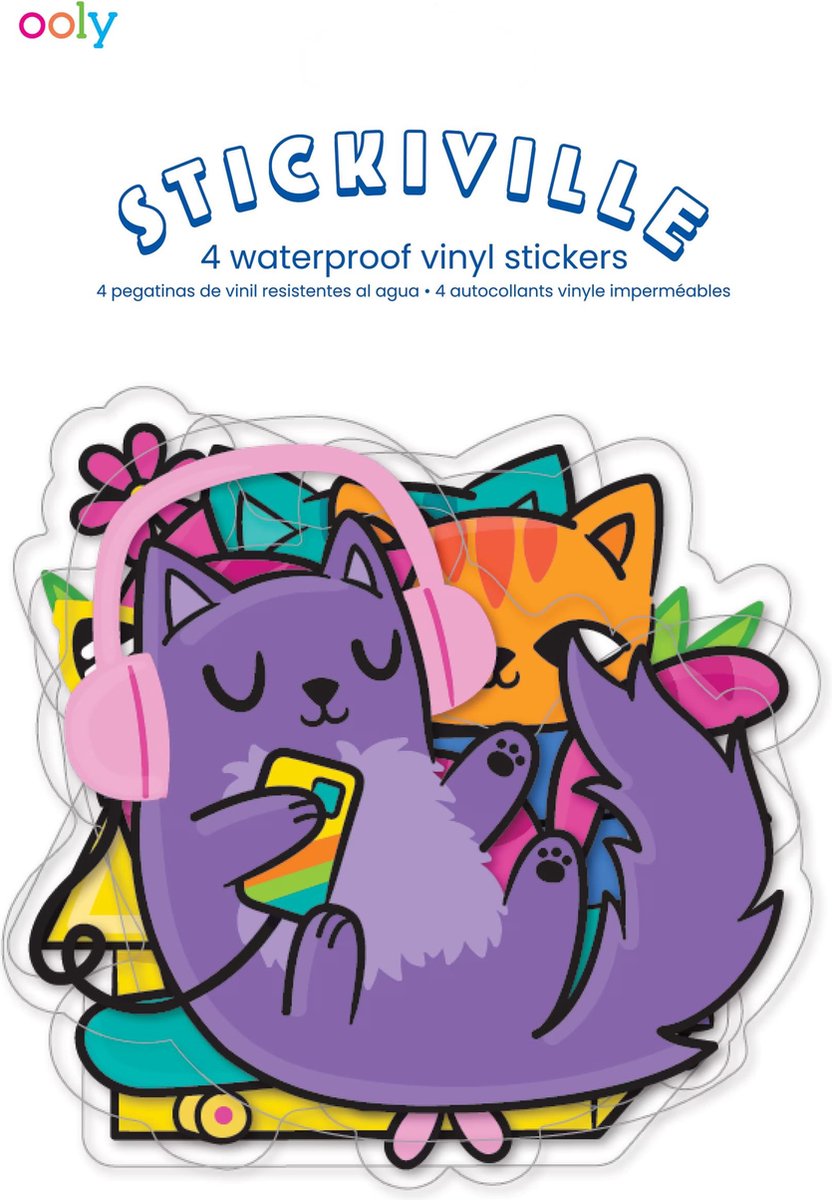 Ooly - stickiville stickers: silly kitties - vinyl (4 die-cut)
